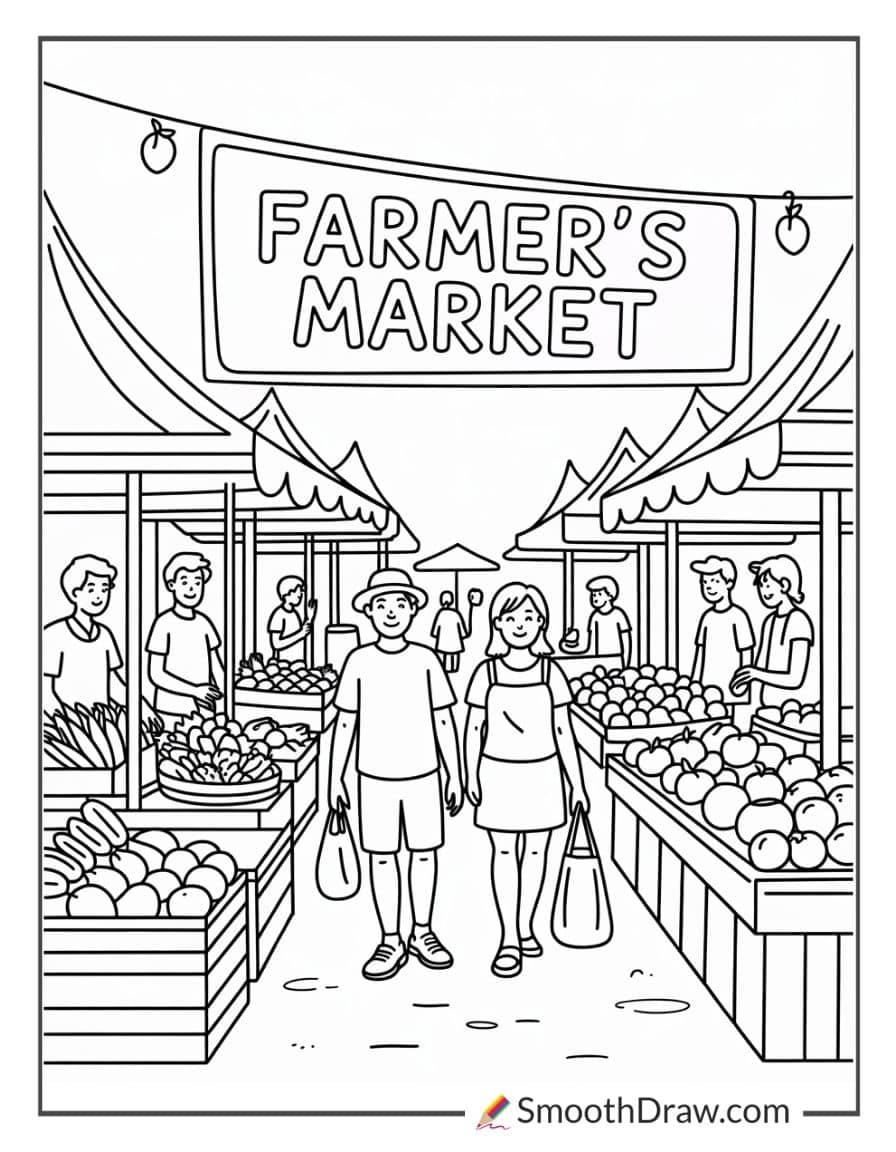 Farmers market in summer
