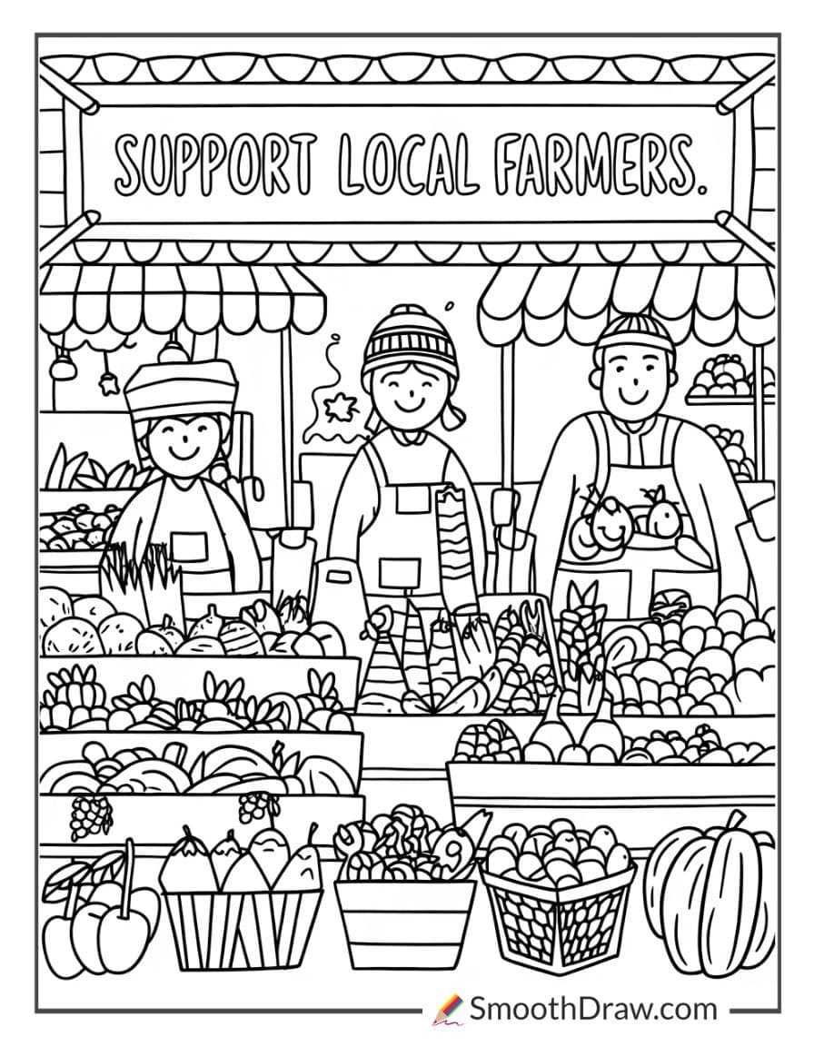 Farmers market with fresh produce