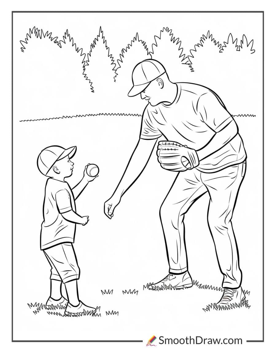 Father and Son Playing Catch