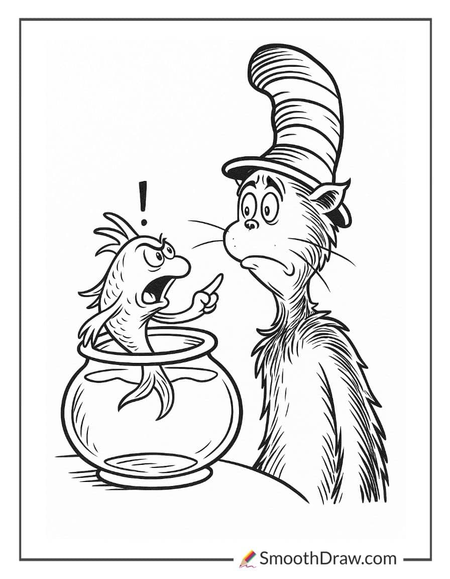 Fish scolding Cat in the Hat