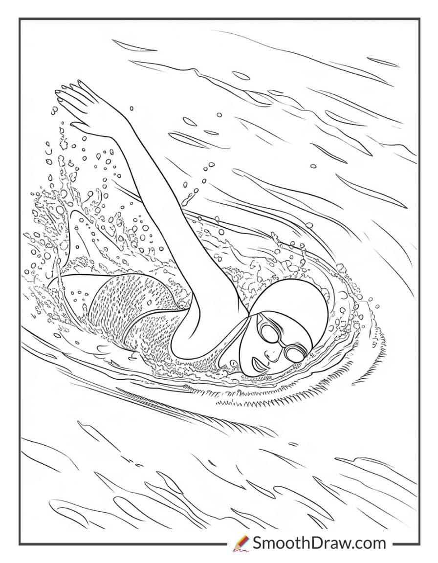 Freestyle swimmer mid-stroke