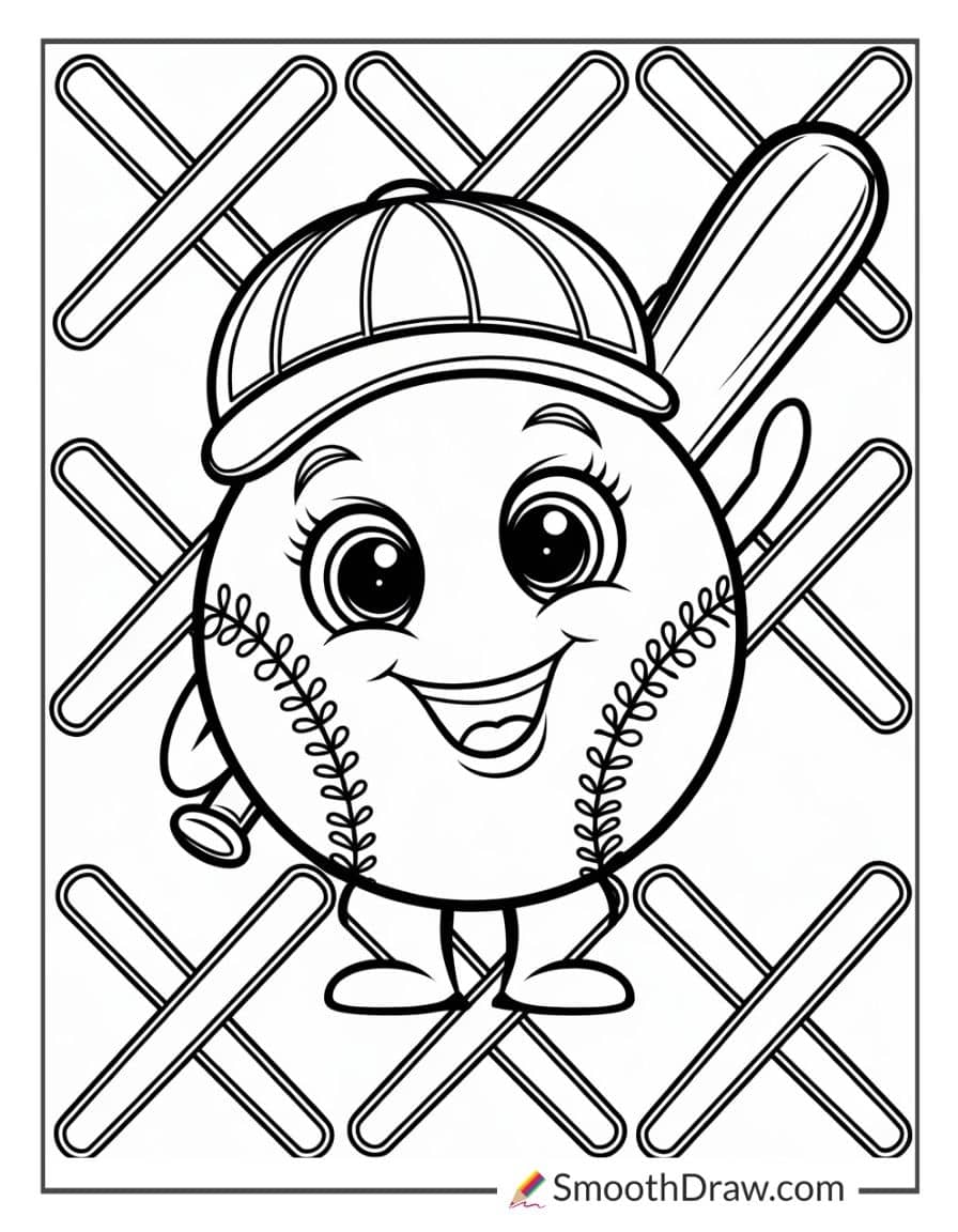 Fun Cartoon Baseball with a Face