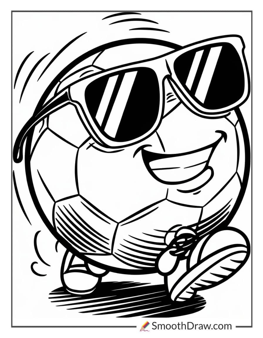 Funny soccer ball with sunglasses