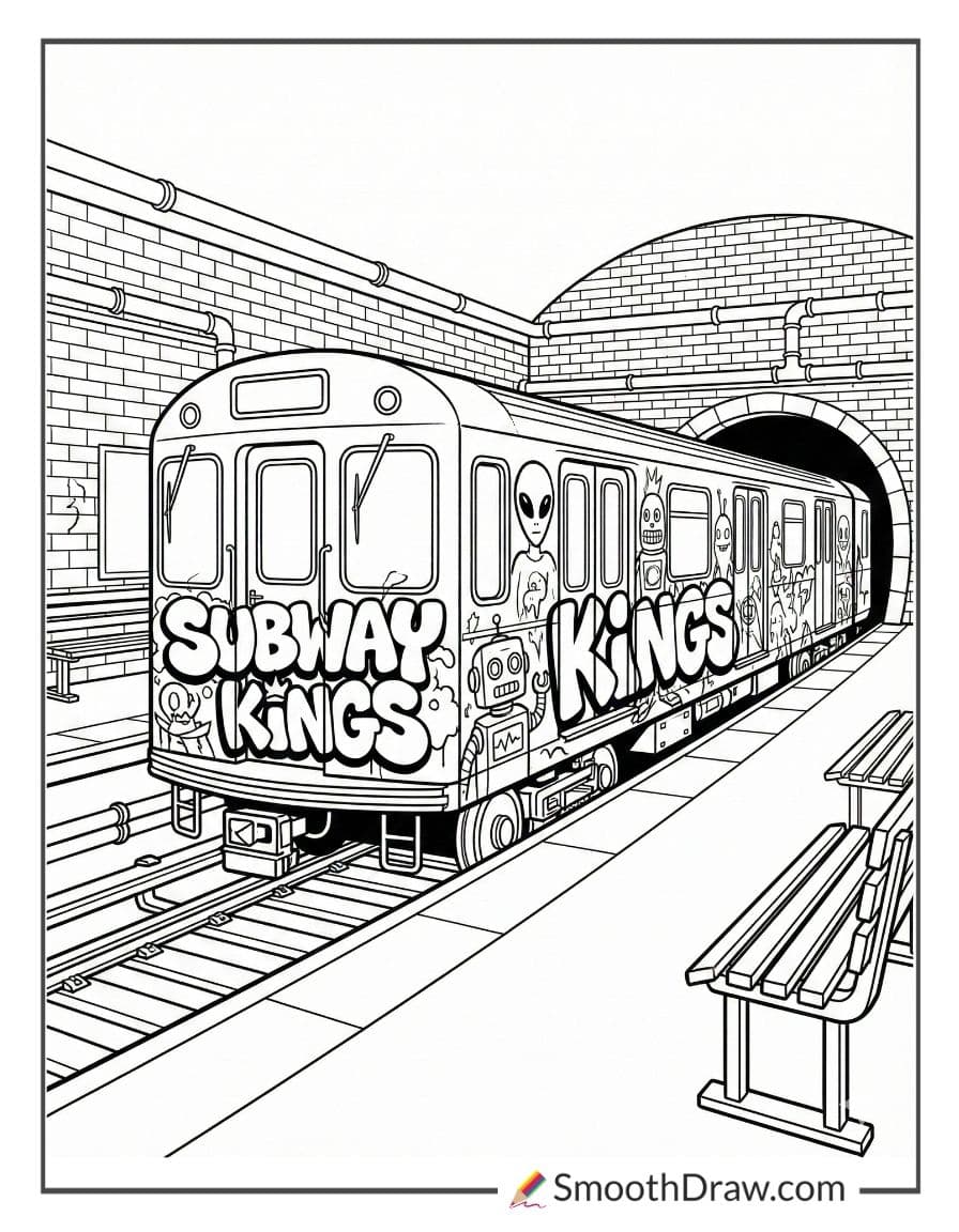 Graffiti art on subway train