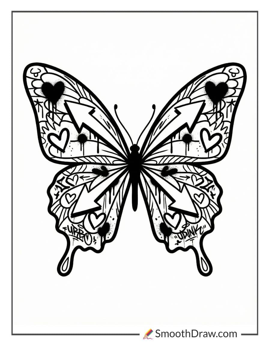 Graffiti butterfly wings design