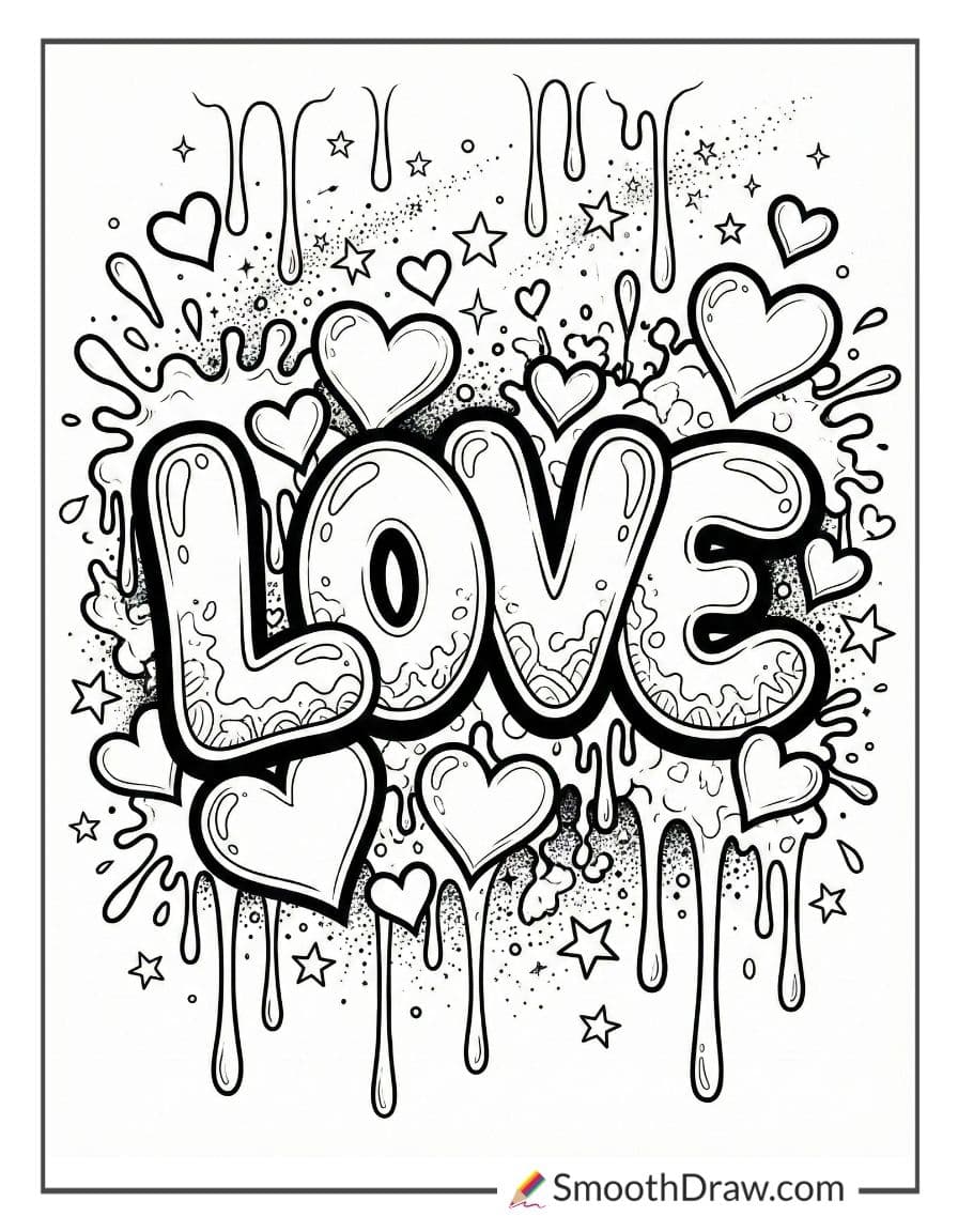 Graffiti letters spelling LOVE