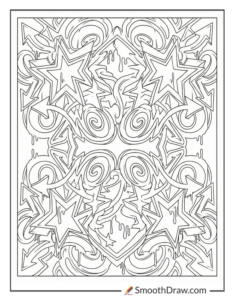 Graffiti stars and swirls design