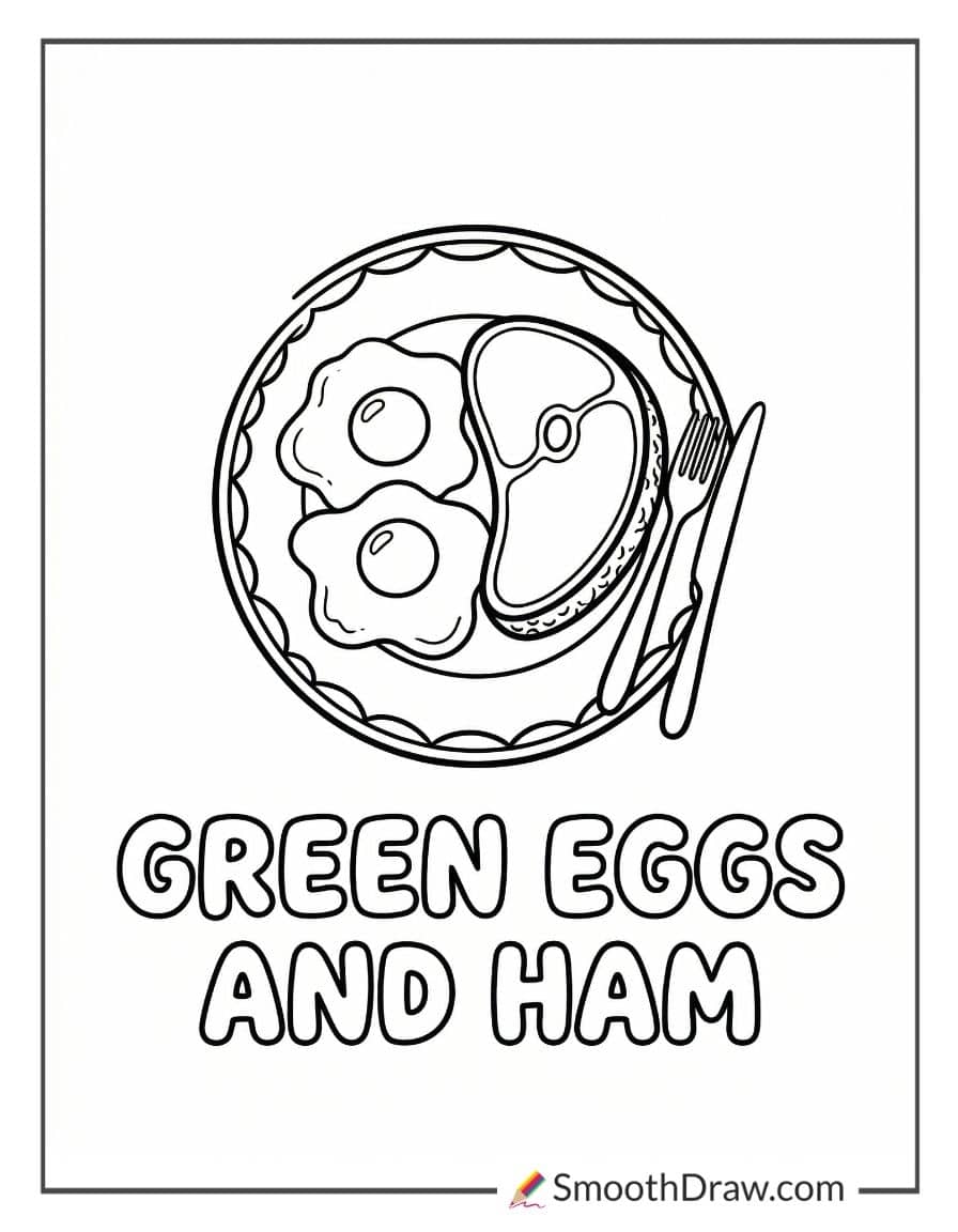 Green Eggs And Ham Simple Coloring Sheet