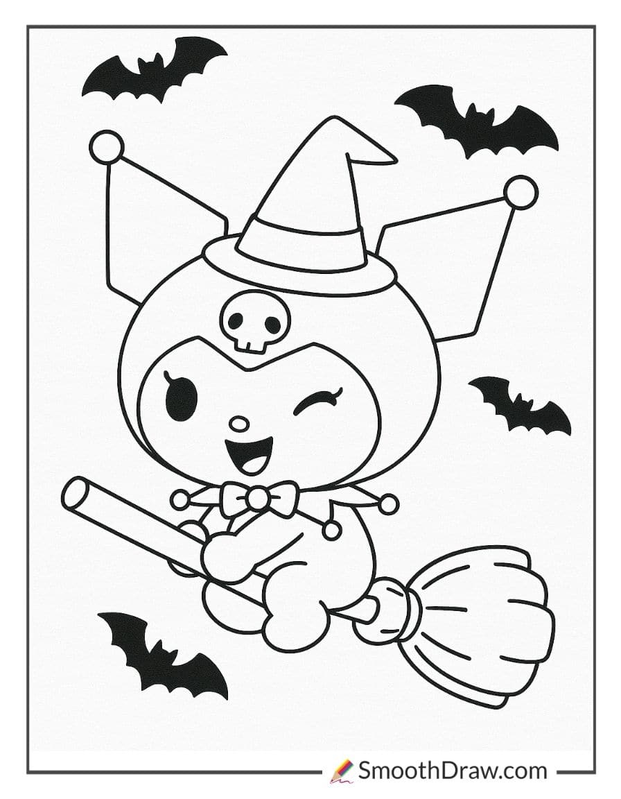 Halloween Kuromi Coloring Page