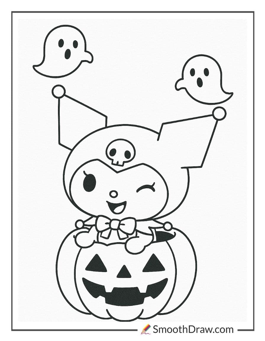 Halloween Kuromi in a Pumpkin