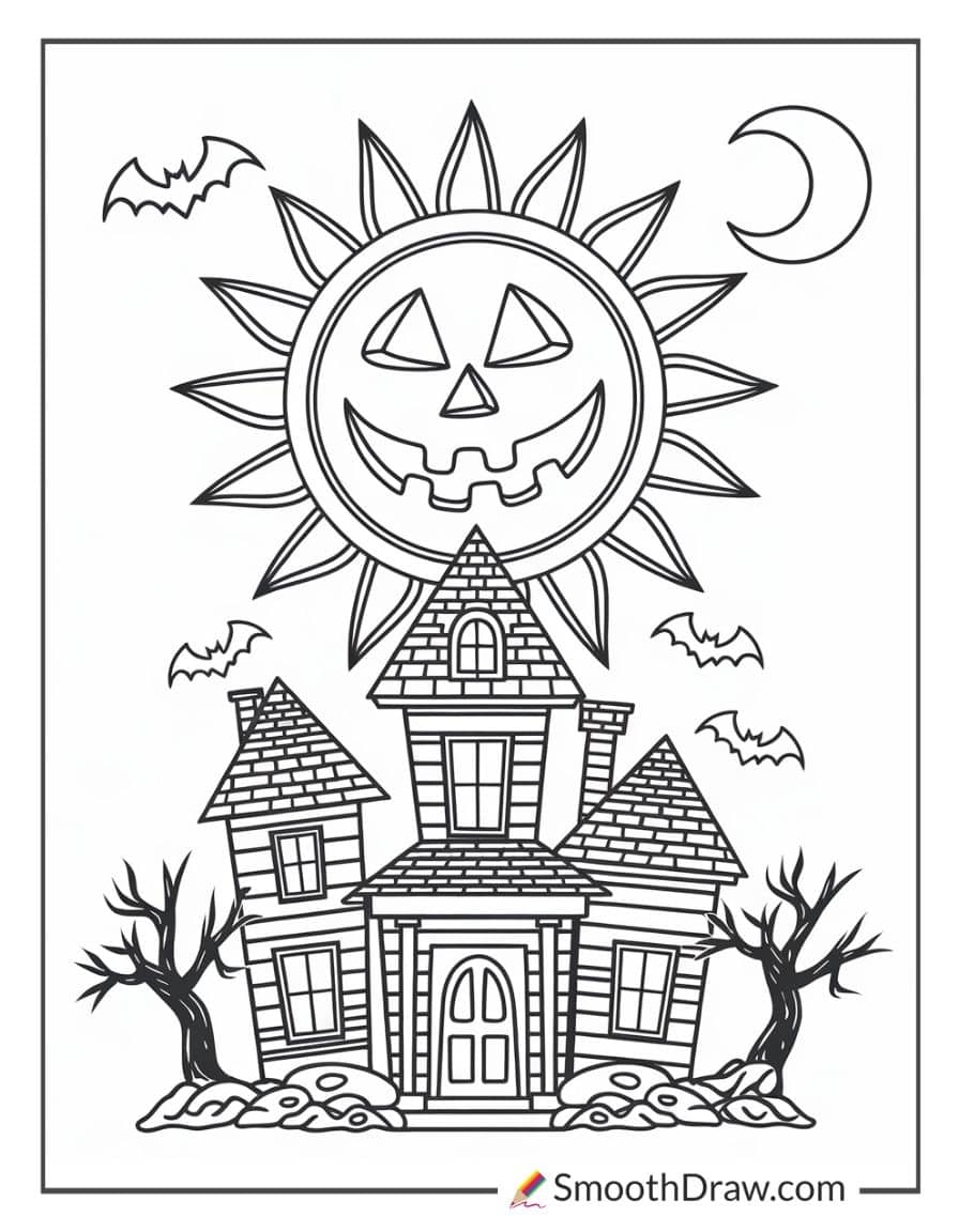 Halloween Sun with a Jack-oβ-Lantern Face