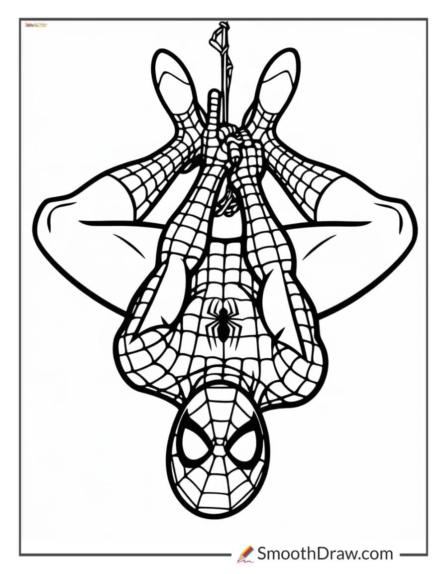 Hanging Spiderman coloring pages