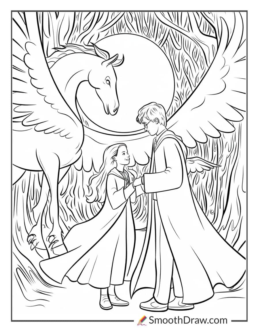 Harry and Luna Lovegood looking for Thestrals