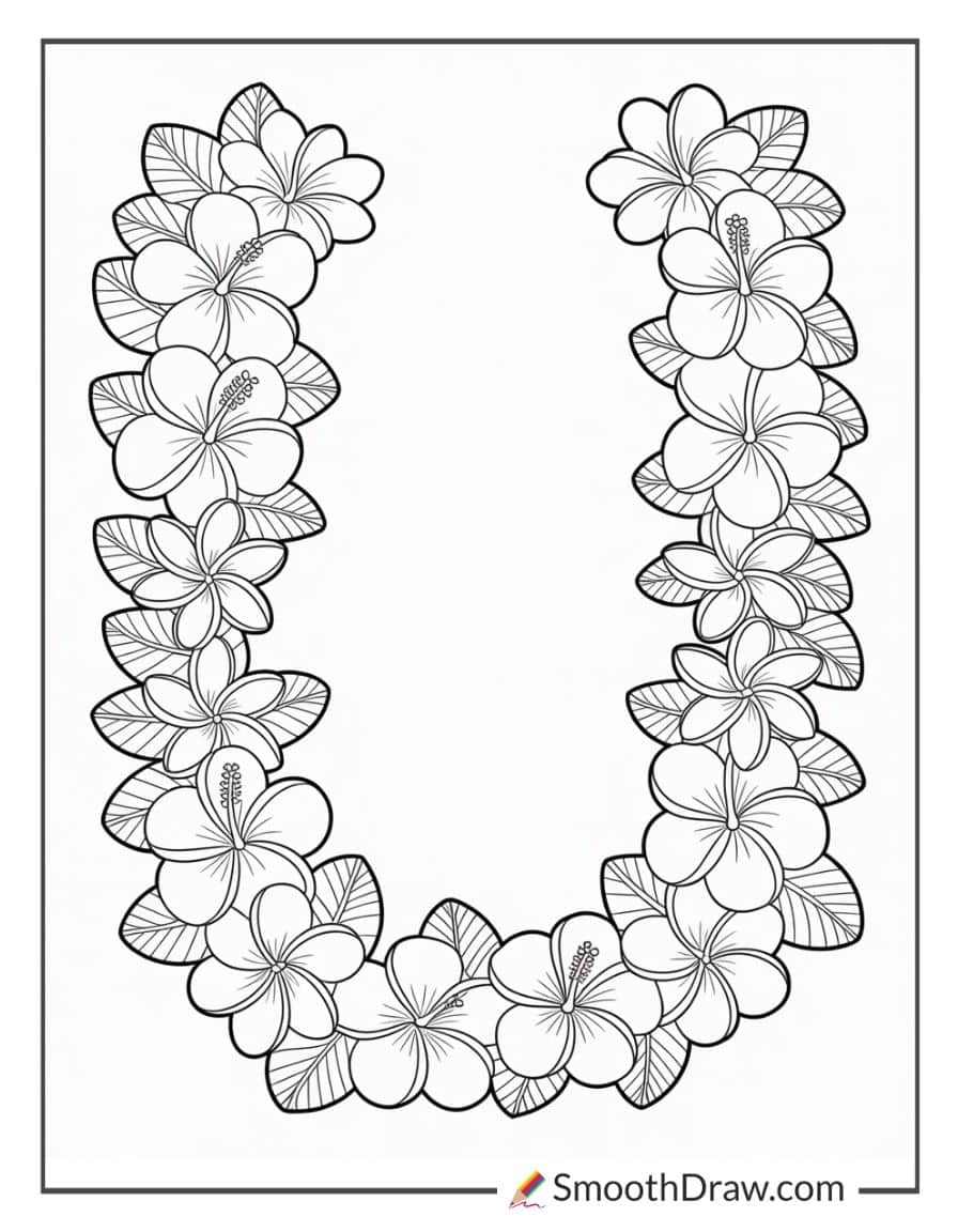 Hawaiian flower garland coloring page