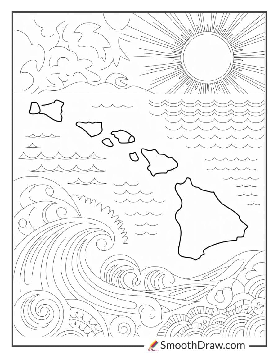 Hawaiian islands map outline