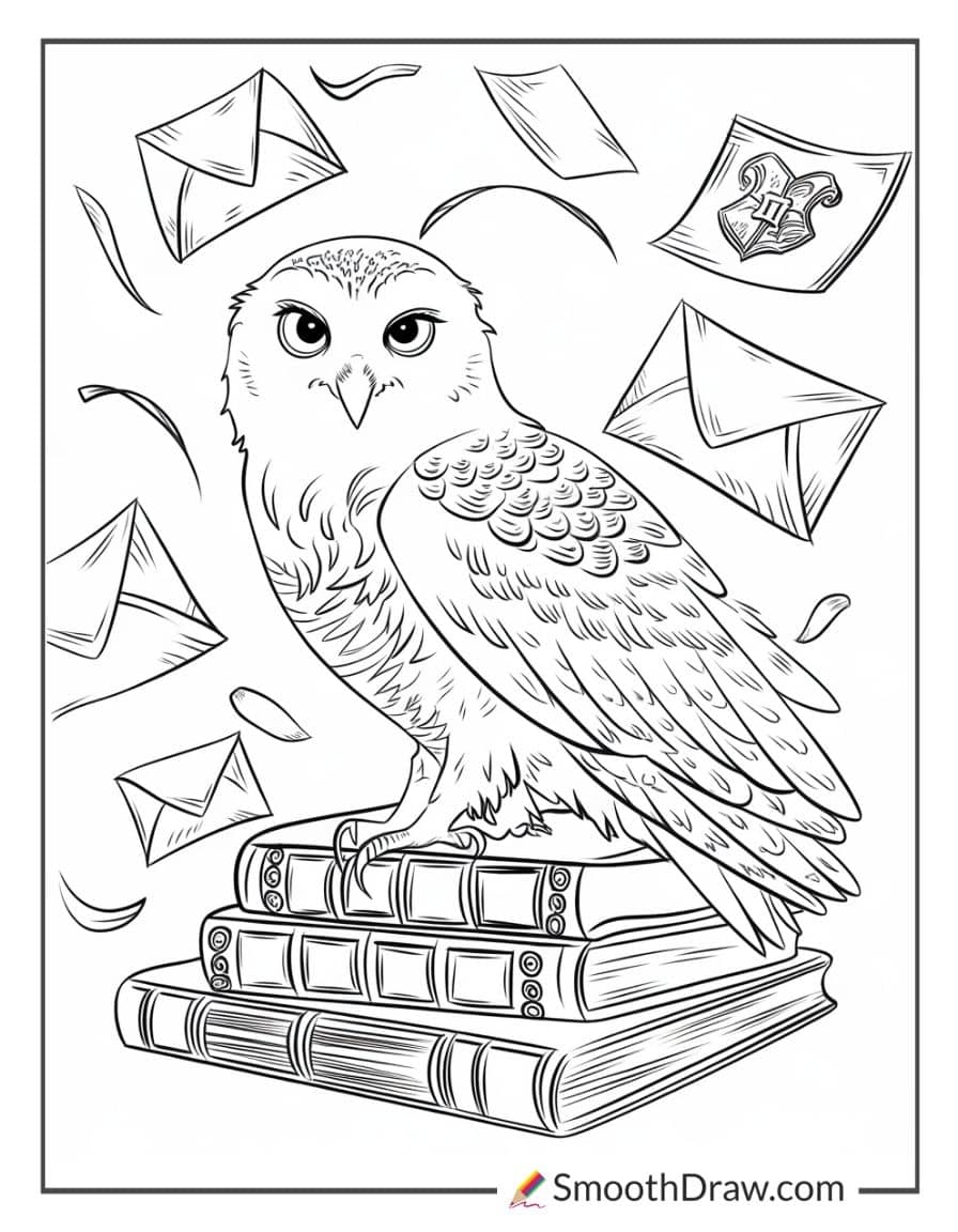 Hedwig the owl coloring page