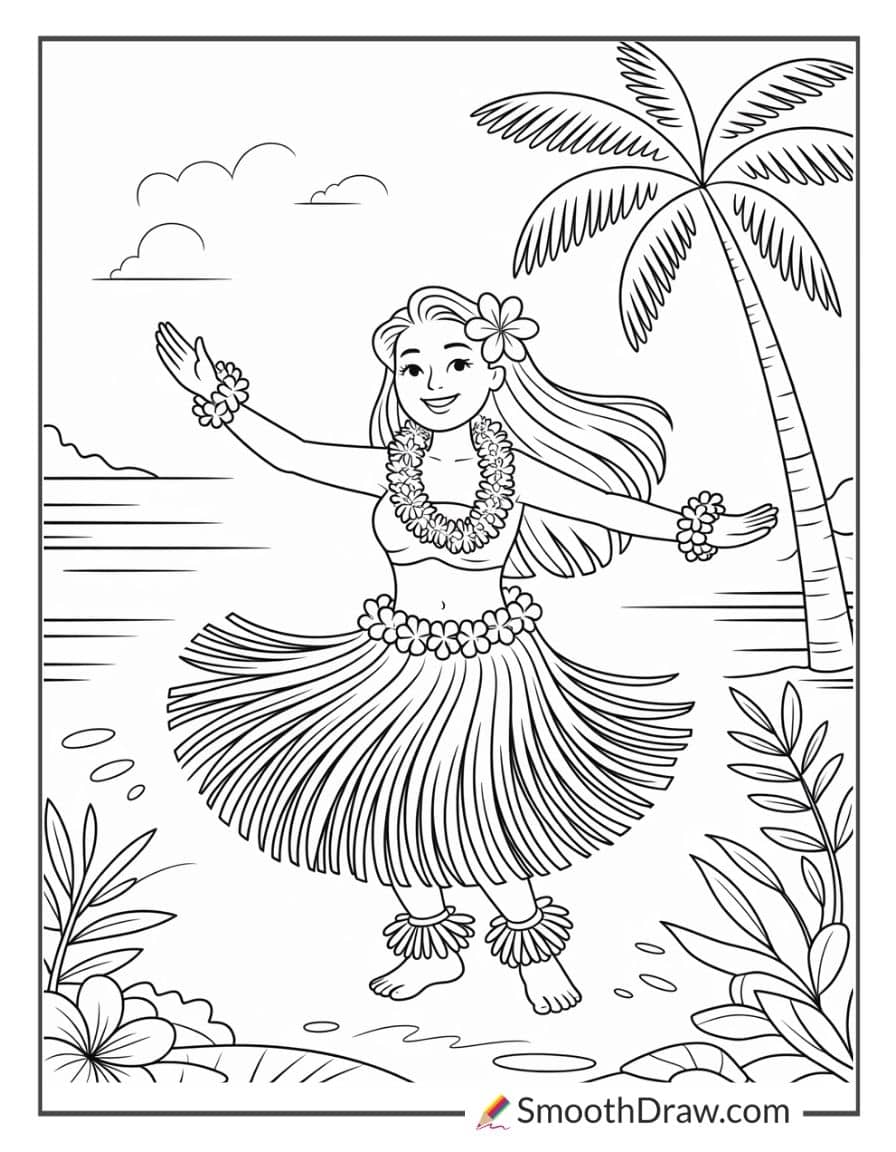 Hula Dancer With Flower Lei