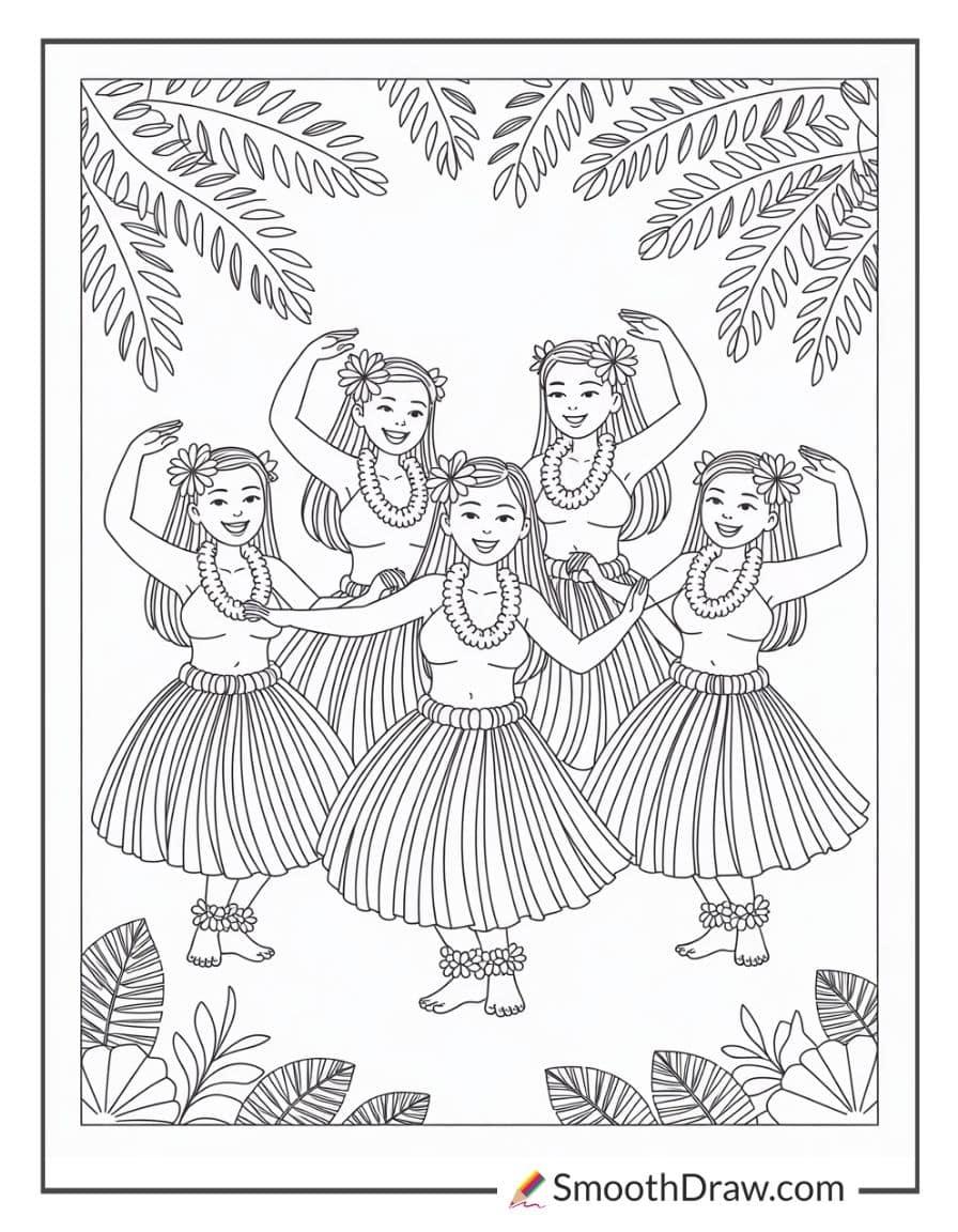 Hula dancers for coloring