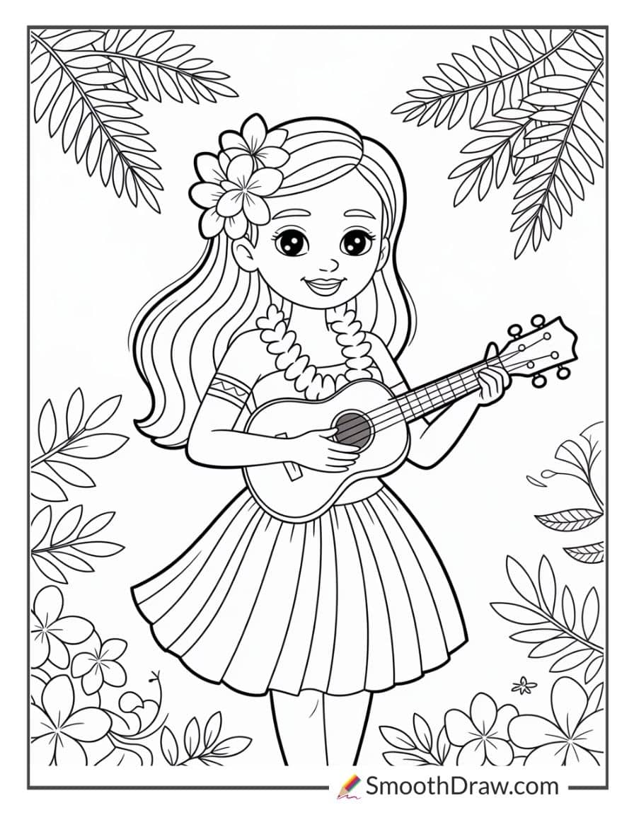 Hula girl with ukulele