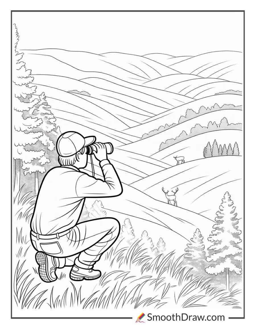 Hunter Glassing Hills With Binoculars