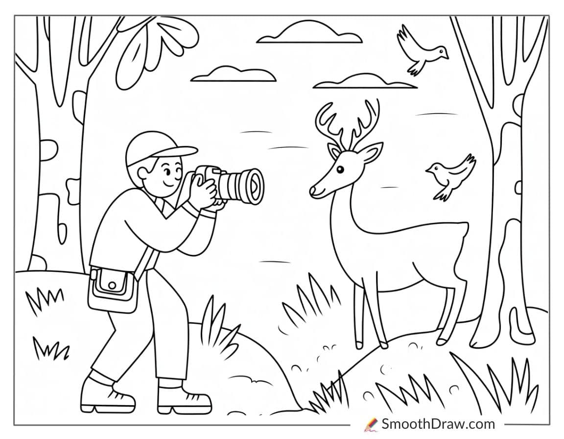 Hunter Photographing Wildlife Instead Hunting