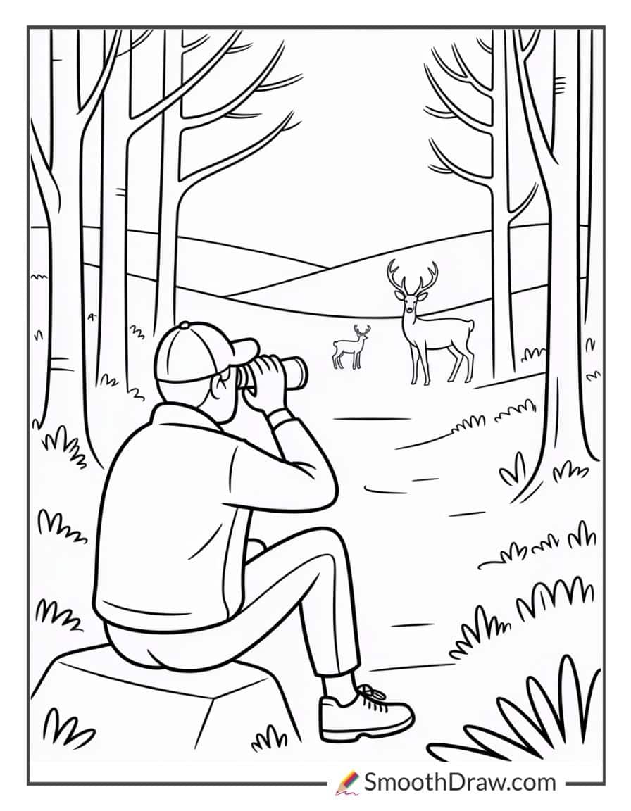 Hunter Respecting Wildlife From Distance