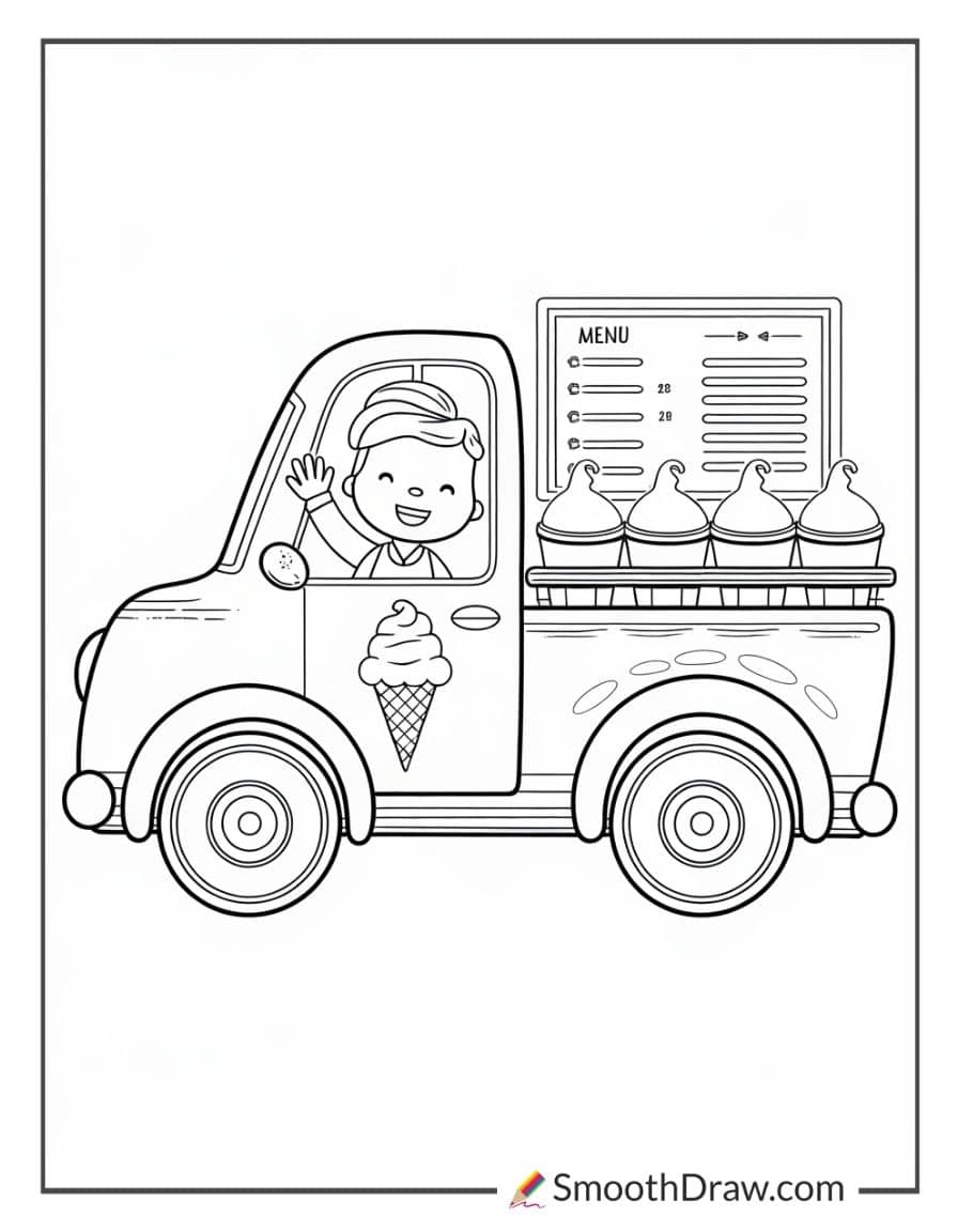 Ice Cream Pickup Truck for Coloring