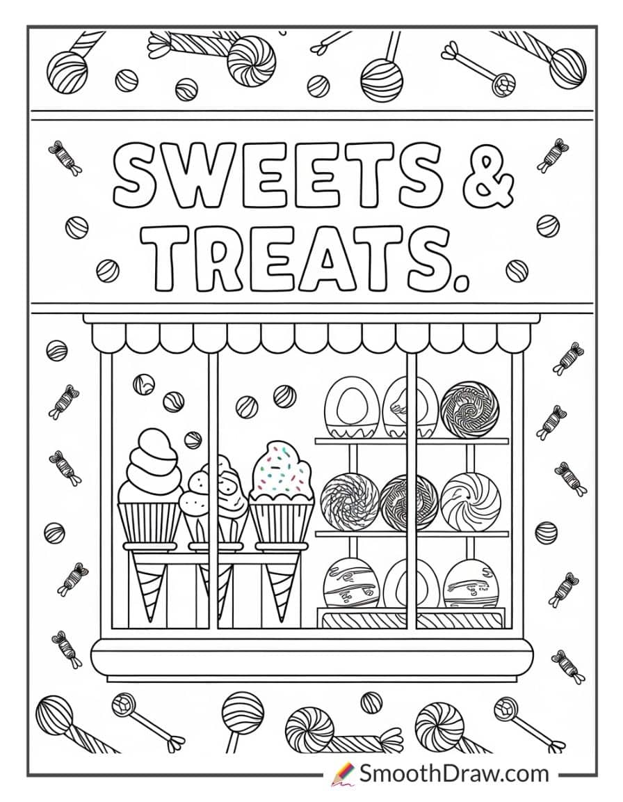 Ice cream and candy shop combination