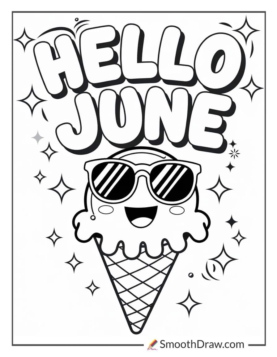 Ice cream summer coloring sheet