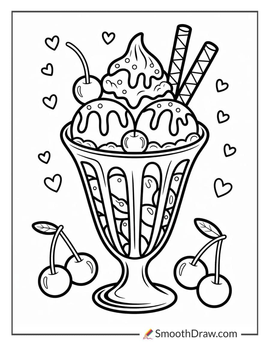 Ice cream sundae with cherries