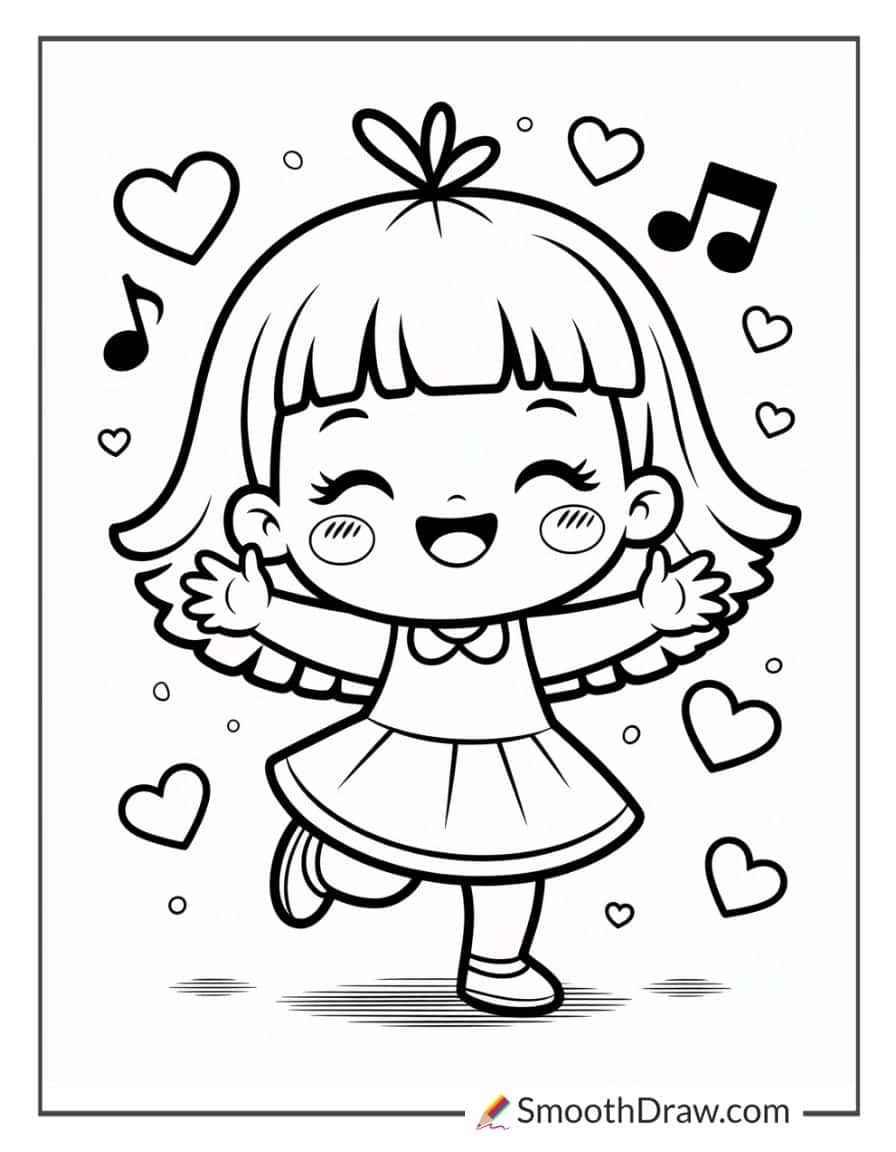 Kawaii Chibi Girl Dancing Happily