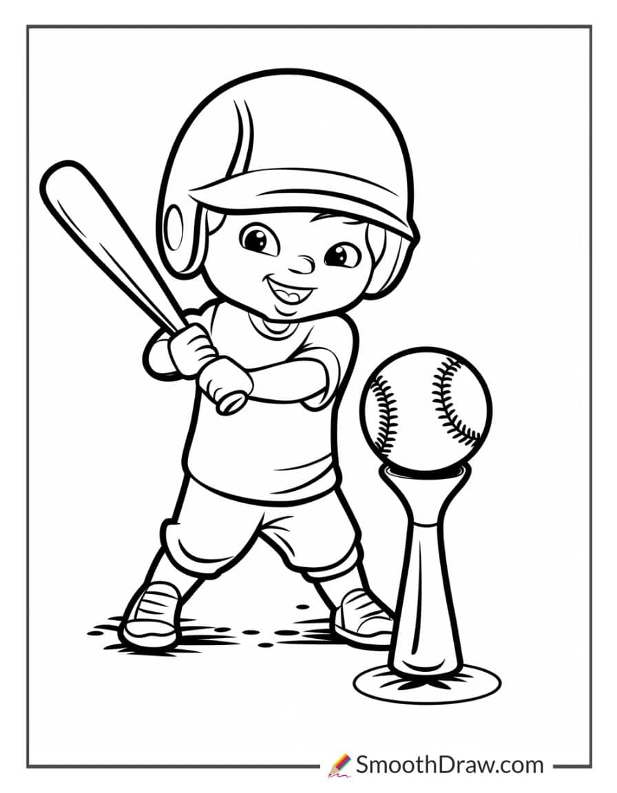 Kid Playing Tee-Ball