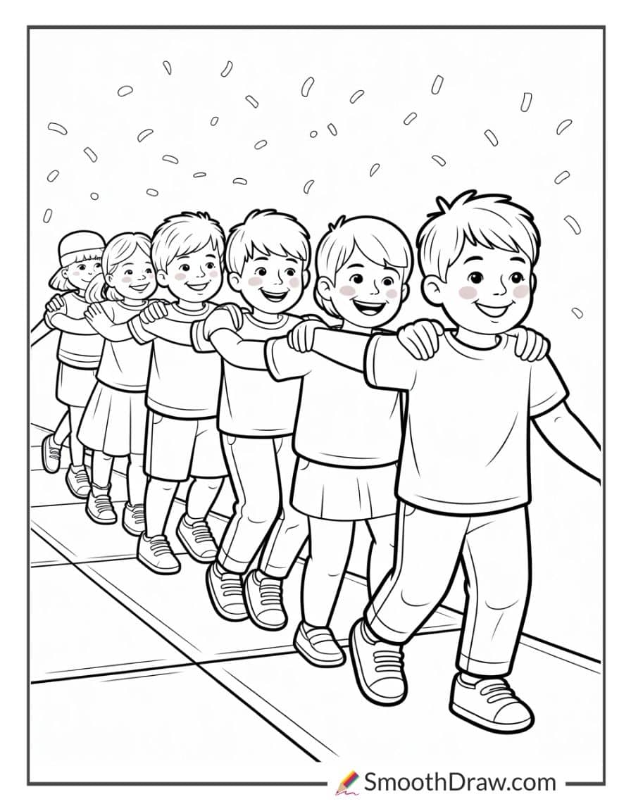 Kids Doing Conga Line Parade