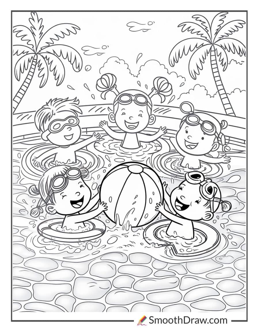 Kids playing in the pool
