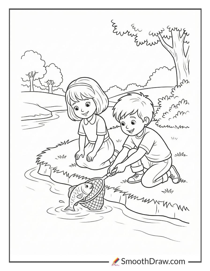 Kids Practicing Catch And Release
