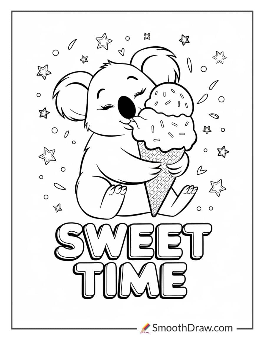Koala with ice cream cone
