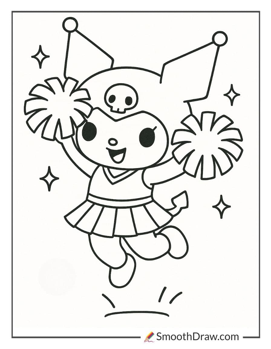 Kuromi Cheerleader Coloring Page