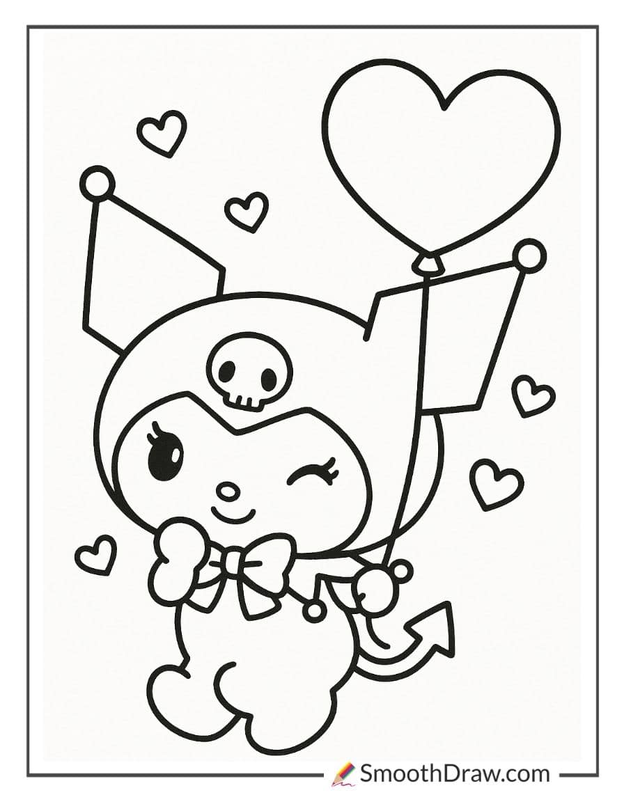Kuromi Holding a Heart Balloon