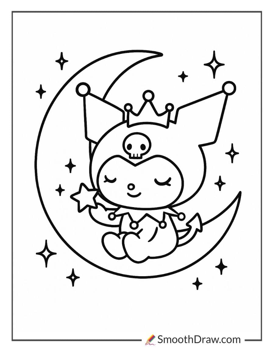 Kuromi Sitting on a Crescent Moon