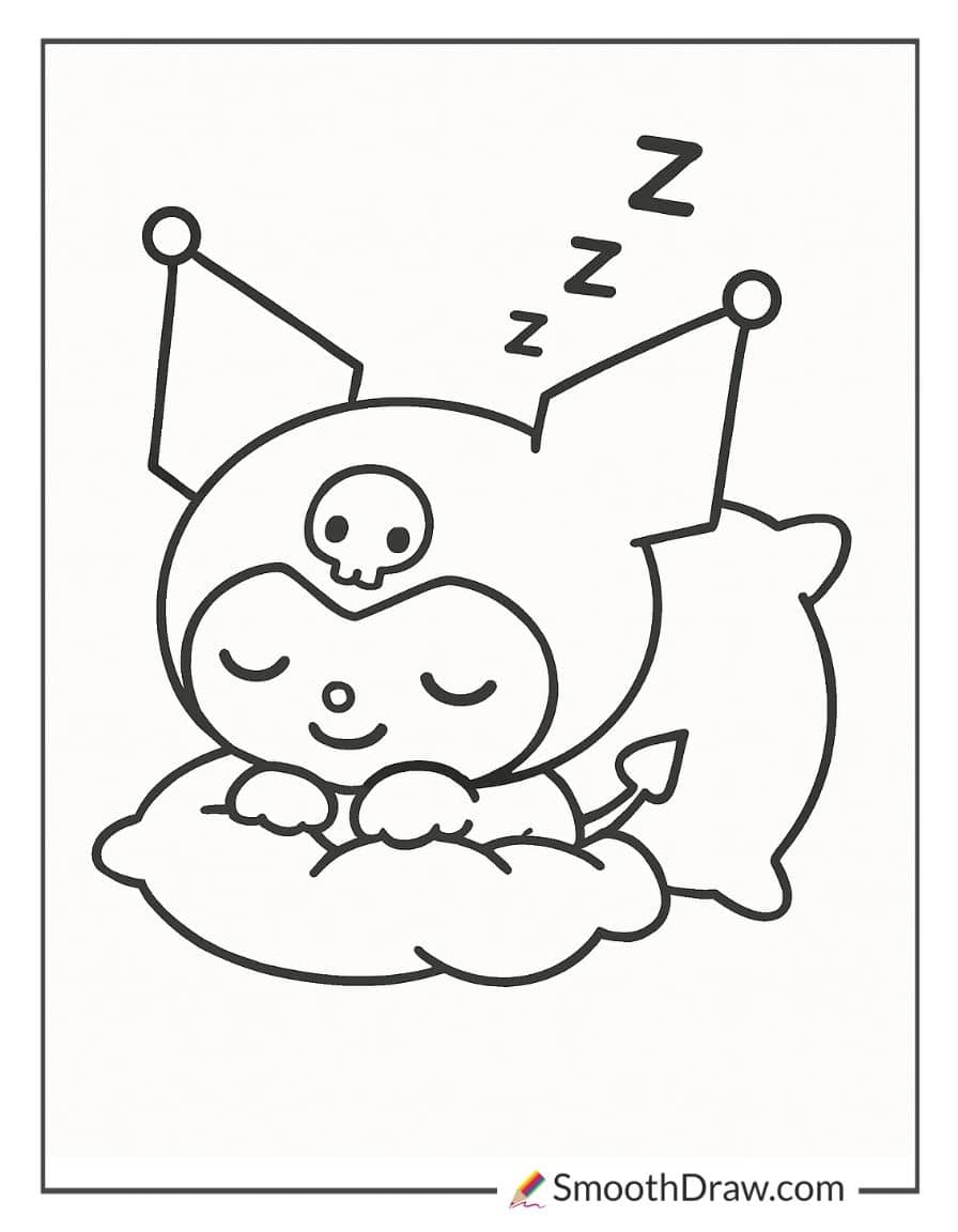 Kuromi Sleeping Coloring Page