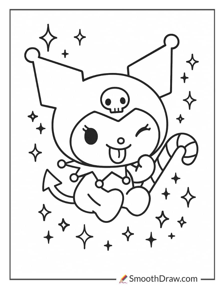 Kuromi Winking Coloring pages