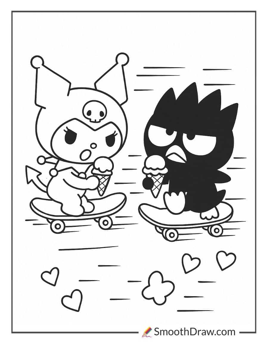 Kuromi and Badtz-Maru Coloring Page