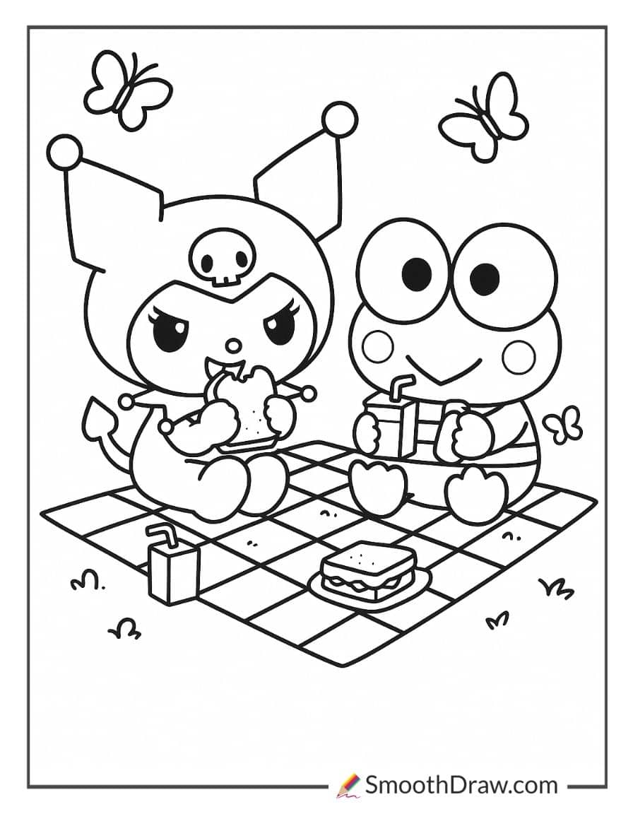 Kuromi and Keroppi at a Picnic