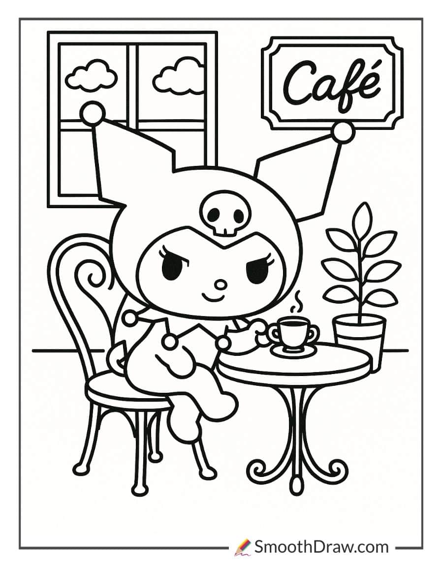 Kuromi at Cafe