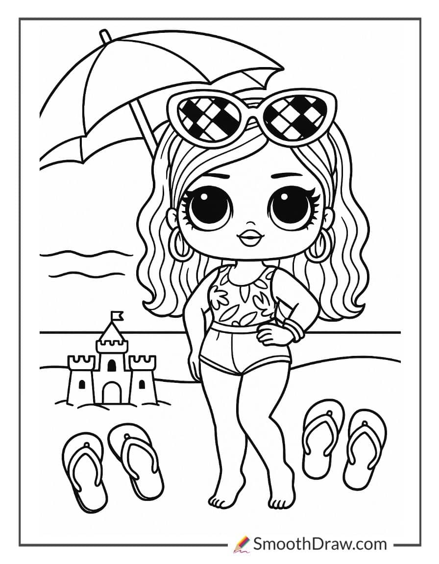 LOL beach coloring sheet