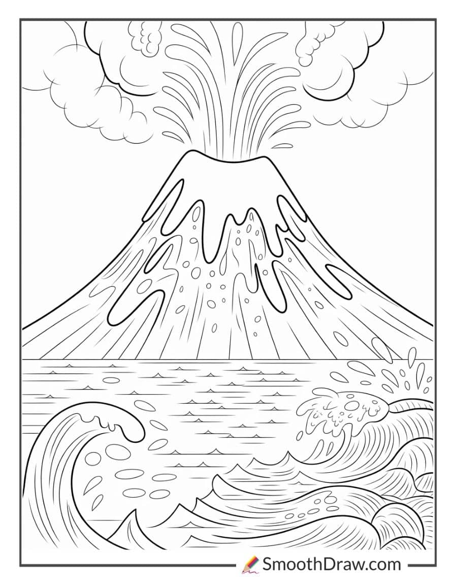 Lava flow into the sea