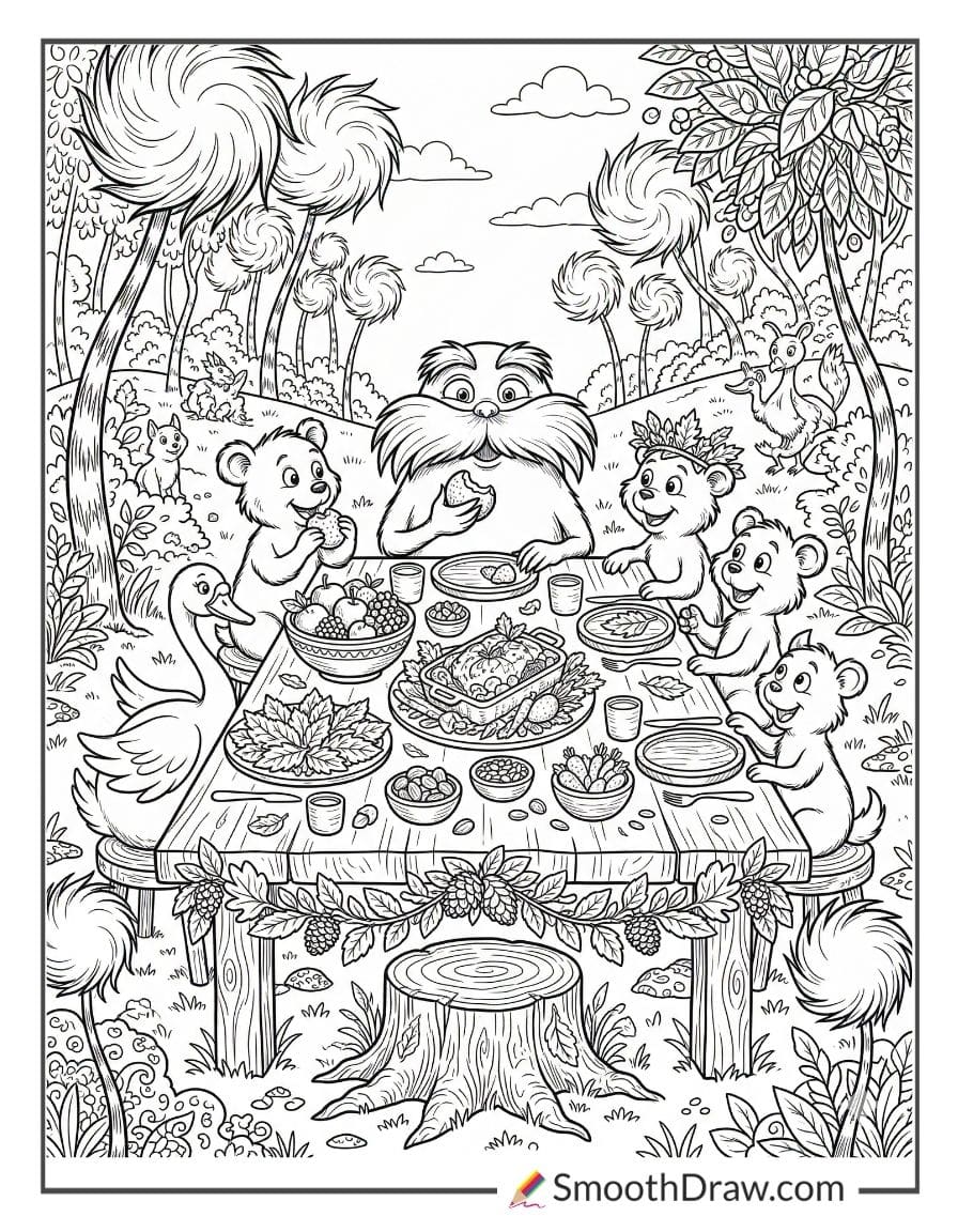 Lorax Thanksgiving Dinner Coloring Page