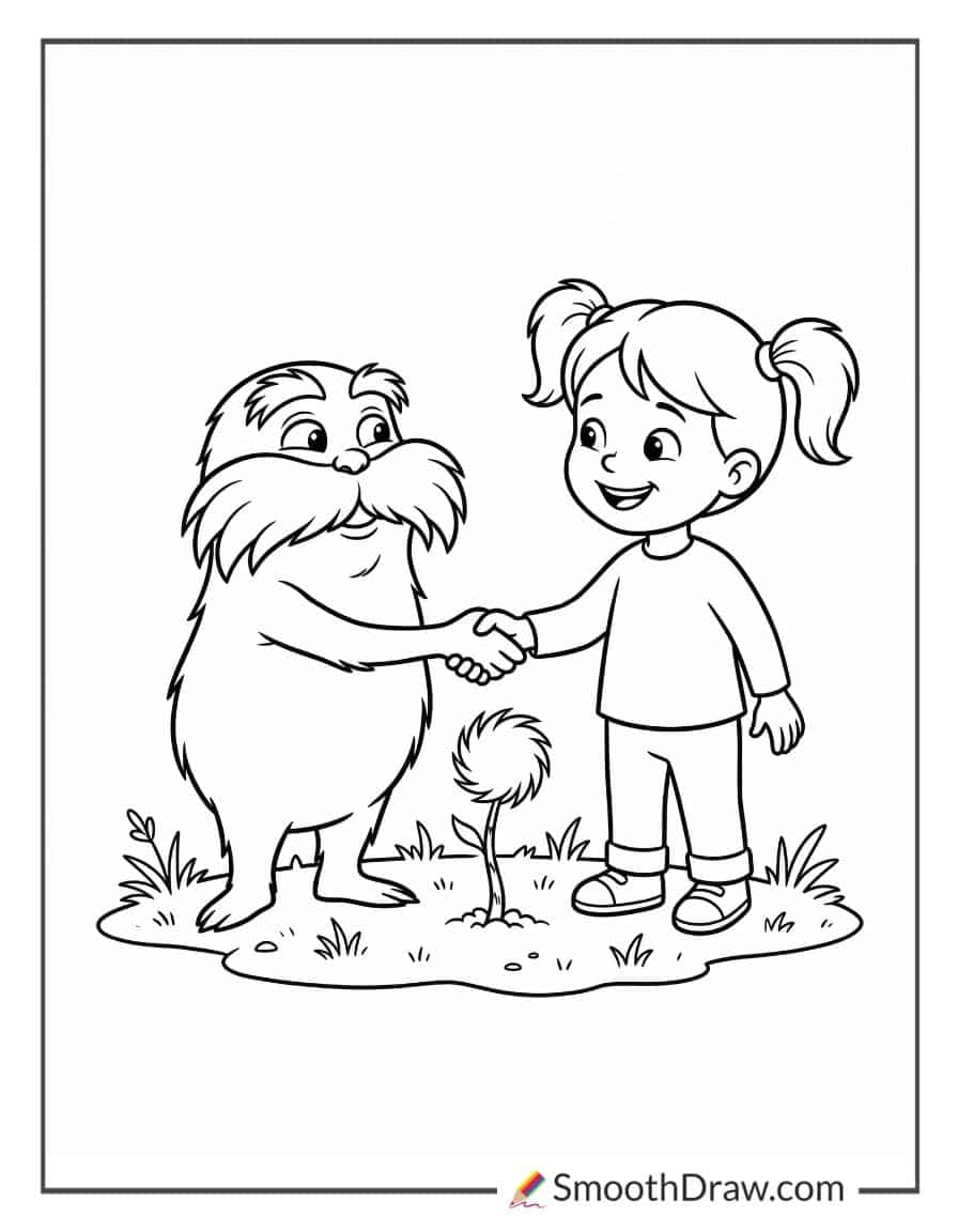 Lorax And Child Shaking Hands