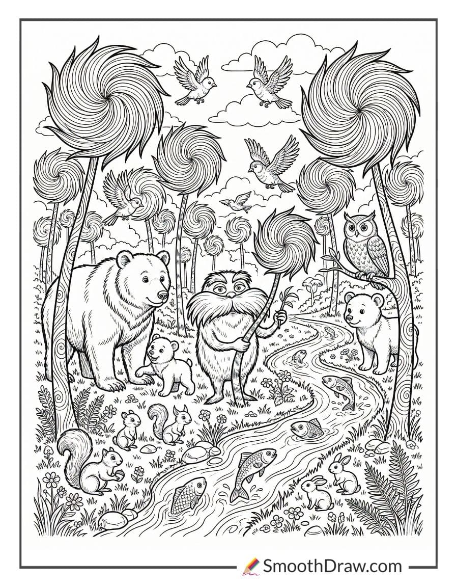 Lorax Forest Animals Coloring Pages