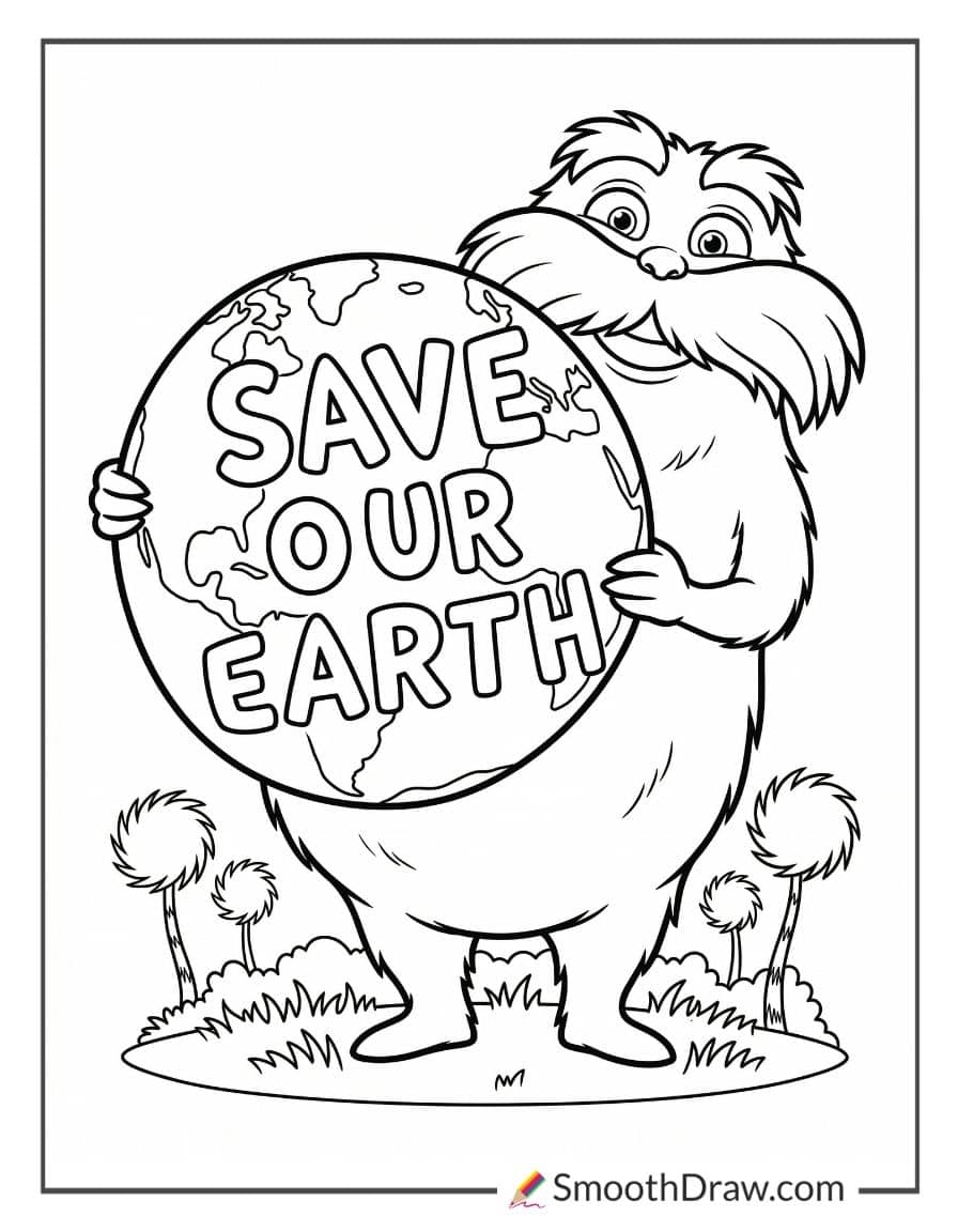 Lorax Holding An Earth Sign
